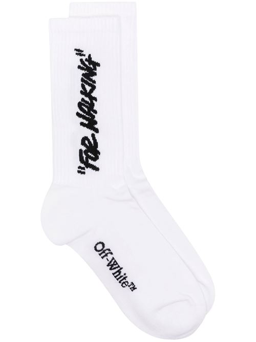 White/black cotton socks OFF WHITE | OMRA085F24KNI0010110